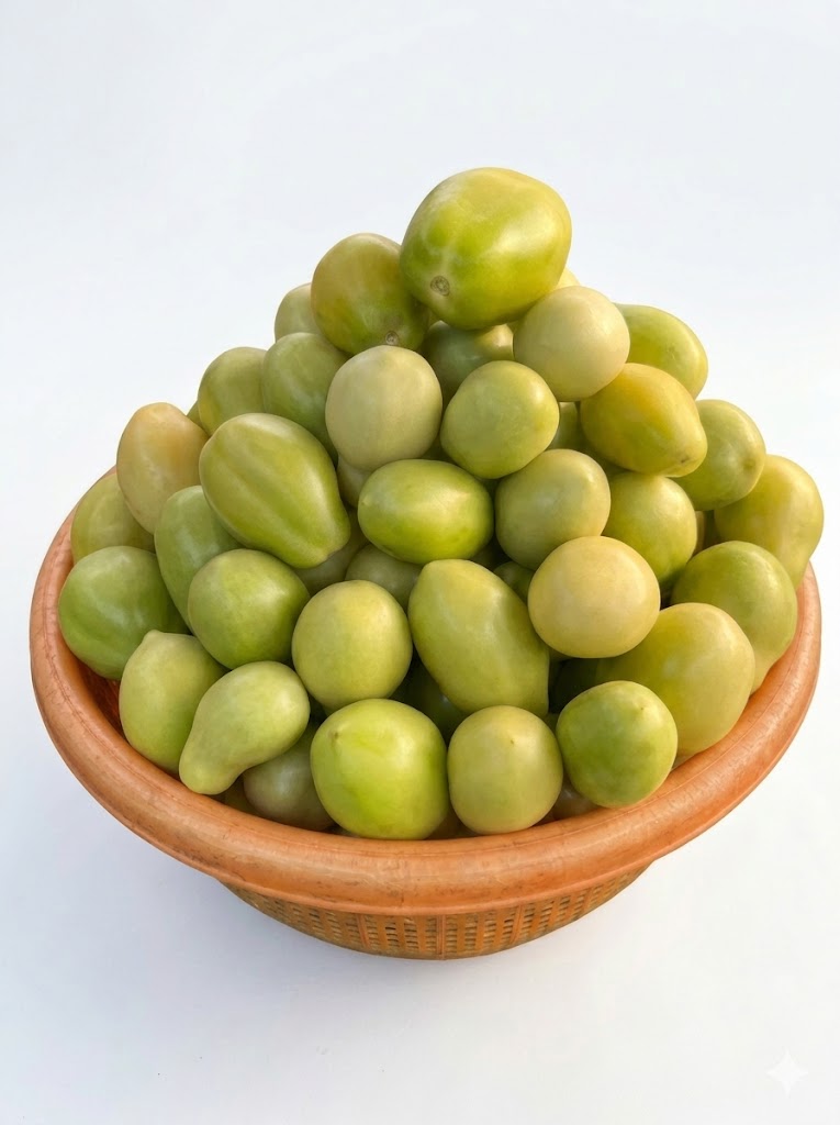 Fresh Unripe Tomatoes  (basket)